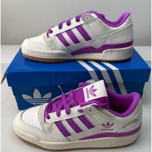 Adidas Forum Low CL Cloud White Purple Burst Sneakers JR0474 Womens 8.5 NWB